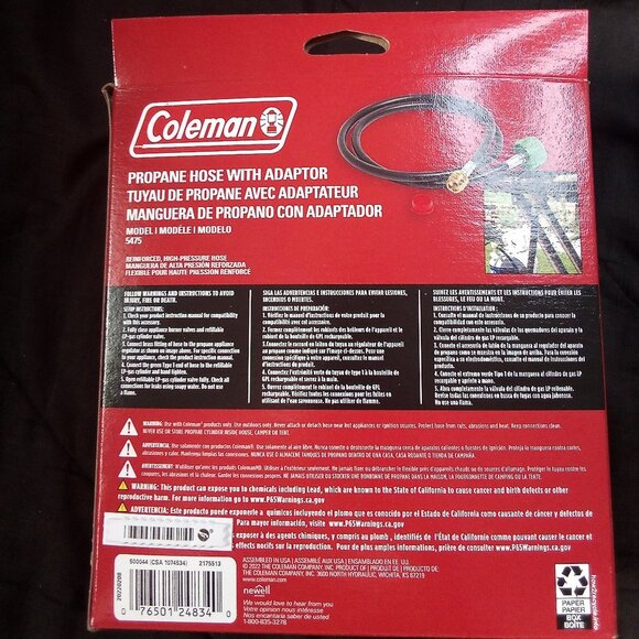 NEW Coleman Propane Hose With Adaptor 5' Ft - Picture 2 of 3